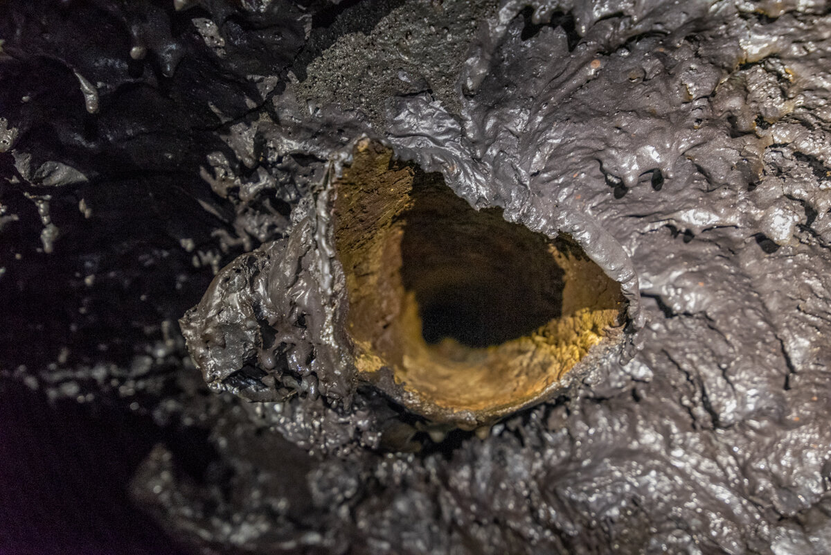 Parois dans un tunnel de lave à La Réunion