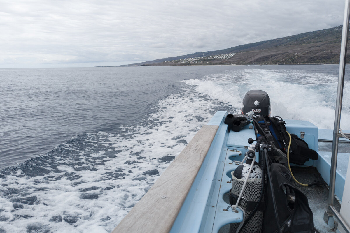 Trajet en bateau jusqu'au spot de snorkeling à La Réunion